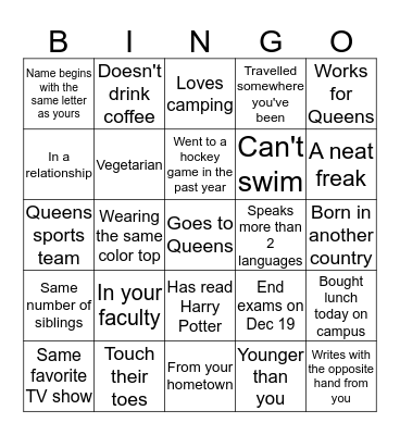 Comm 251 Bingo Card