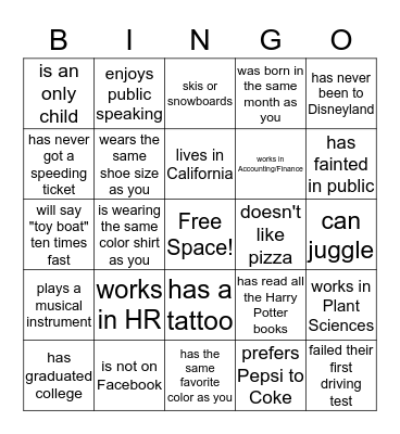 Find a Simplot Intern who... Bingo Card