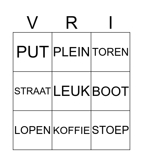 Het centrum Bingo Card