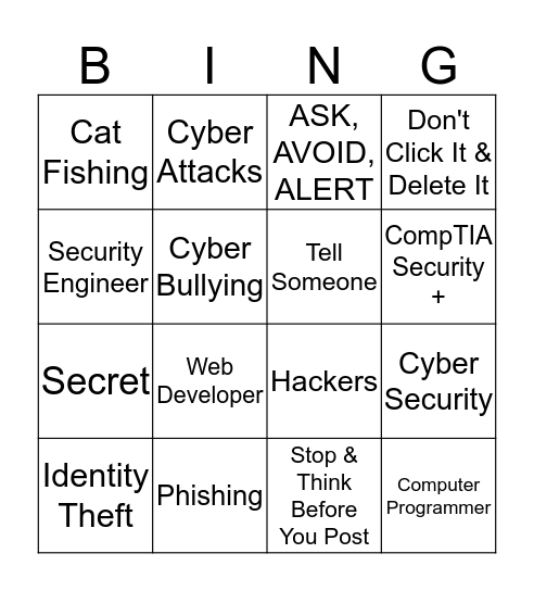 GenCyber Bingo Card