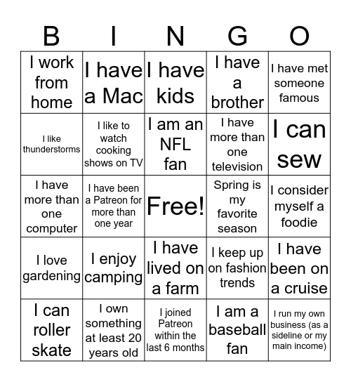 KA-CON Social Bingo Card