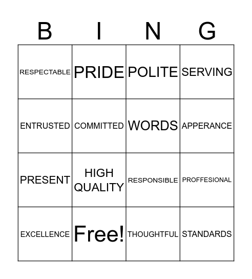 P R O U D Bingo Card