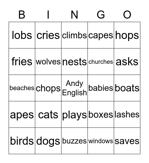 Second Sound of S Bingo Card