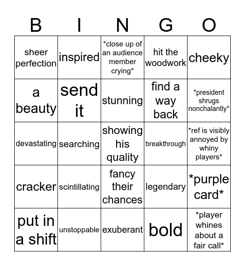 World Cup 2018 Bingo Card