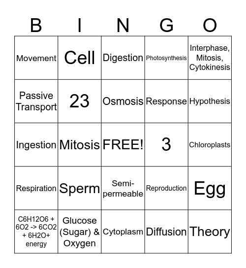 Unit 3 Bingo Card