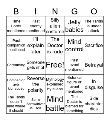 Classic Who Bingo Card