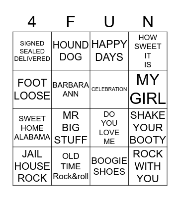 4 CORNERS FUN Bingo Card