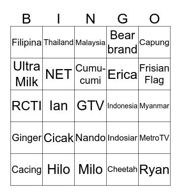 Bingo Underworld Bingo Card