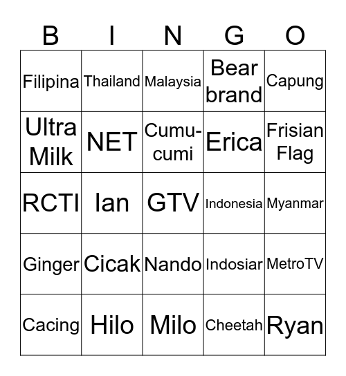 Bingo Underworld Bingo Card