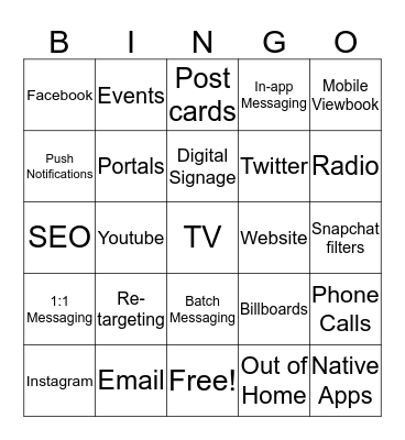 MOBILE CHANNEL BINGO! Bingo Card