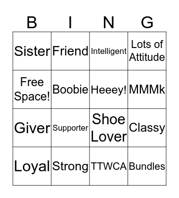 Boobie Bingo Card