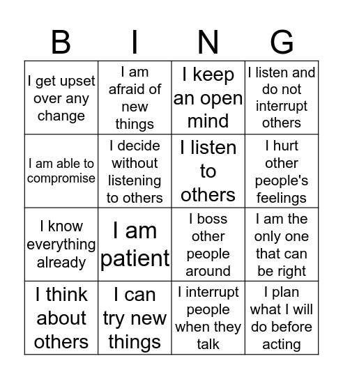 Rock Brain Bingo Card