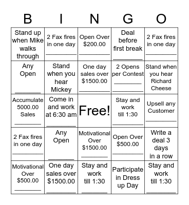 National Business Supply Bingo Card