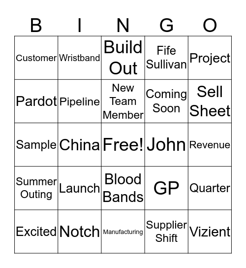 Q3 Kickoff Bingo Card