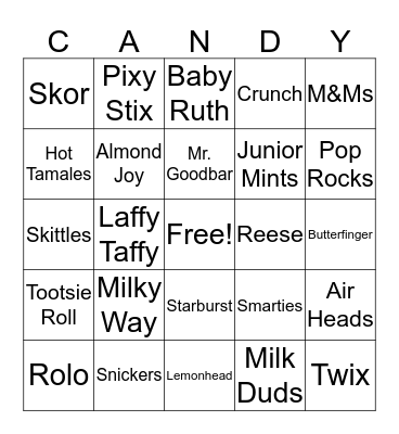 Candy Bingo Card