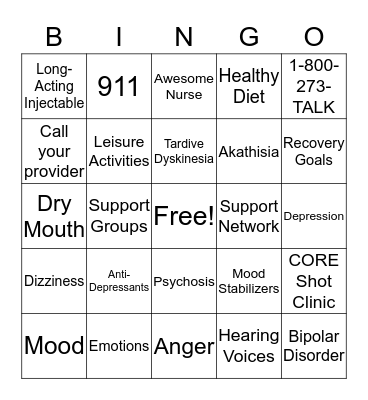 Medication Education Bingo! Bingo Card