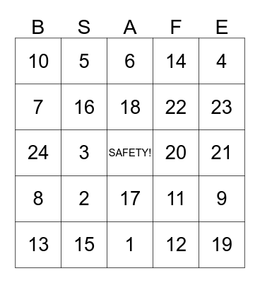SAFETY TRAINING OBSERVATION PROGRAM Bingo Card