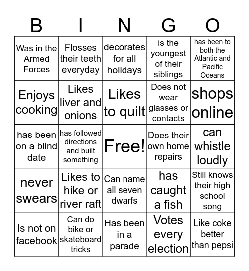 TBS Team Bingo Card