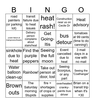Summer Bingo 2018 Card 4 Bingo Card