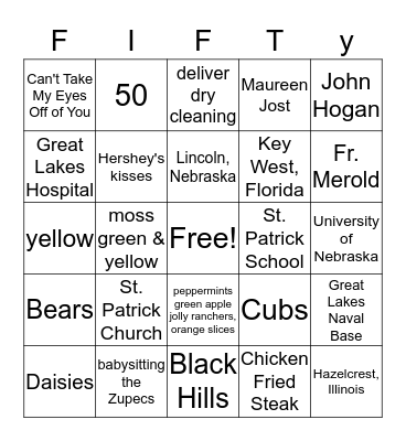 Cathy & Jack Bingo Card