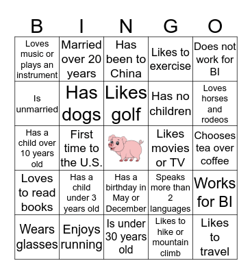 Swine Academy Bingo Card
