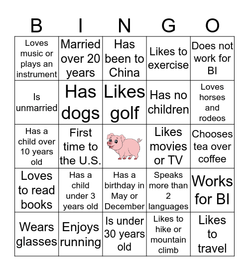 Swine Academy Bingo Card