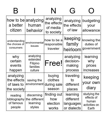 Are you interested in/on ________? Bingo Card