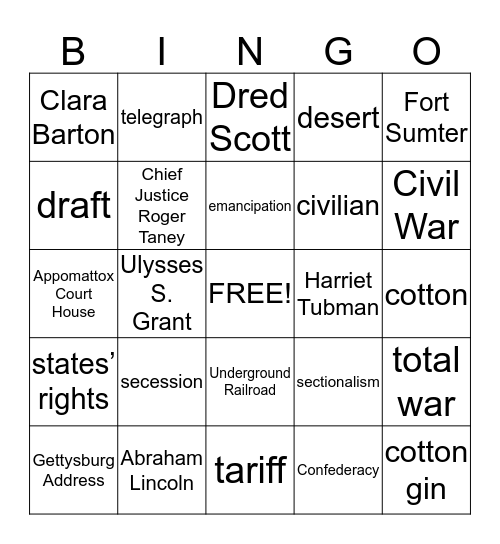 Civil War - BINGO Card