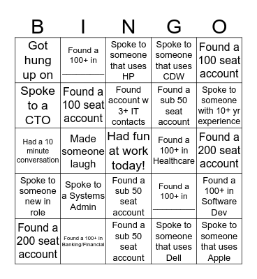 Profiling Bingo Card