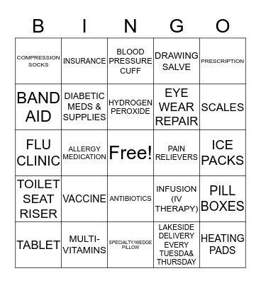 Medi Home Pharmacy Bingo Card