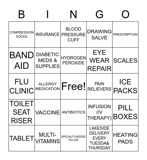 Medi Home Pharmacy Bingo Card