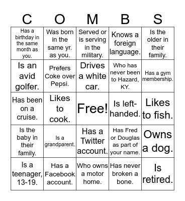 Find someone who Bingo Card
