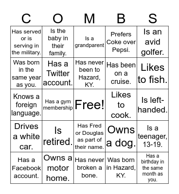Find someone who ... Bingo Card