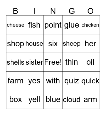 Jolly books 6 and 7 words Bingo Card