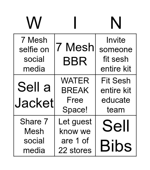 7 MESH BINGO Card