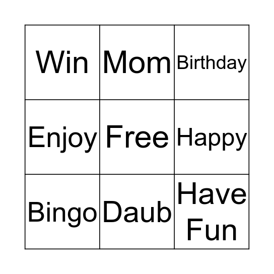 Happy Birthday Bingo Card