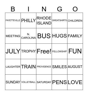 WESTON'S  Bingo Card
