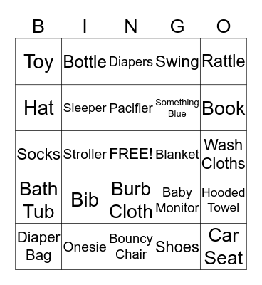 Jaclyn & Steven Baby Shower Bingo Card