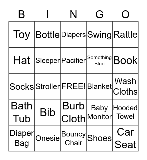 Jaclyn & Steven Baby Shower Bingo Card
