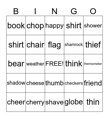 FEATURE B Bingo Card