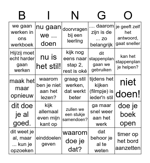 Motivatie Bingo Card