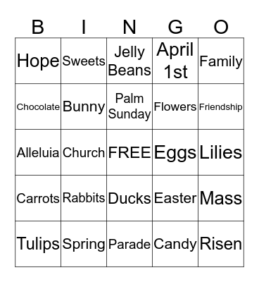 Easter  Bingo Card