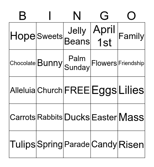 Easter  Bingo Card