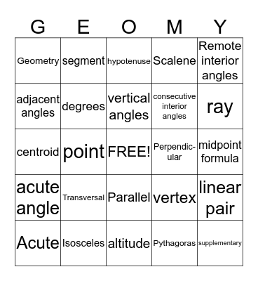 GEOMETRY! Bingo Card