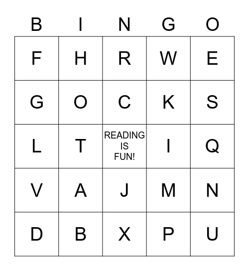 Alphabet BINGO Card