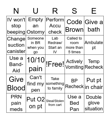 Nursing Bingo Card