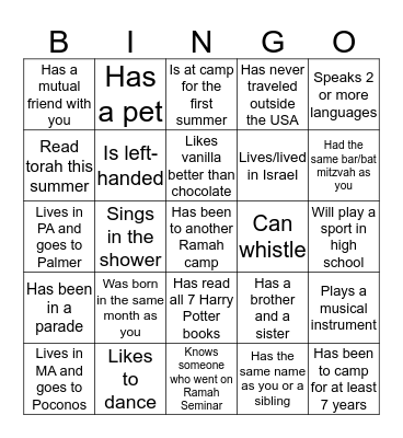 Find someone who... Bingo Card