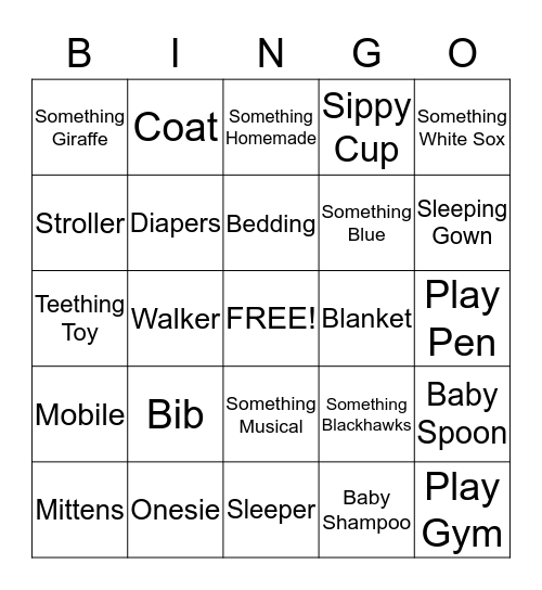 Jaclyn & Steven Baby Shower Bingo Card