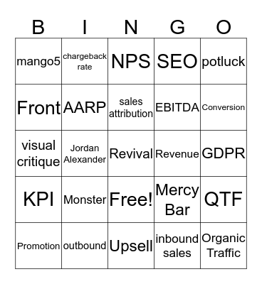 QTF BINGO! Bingo Card