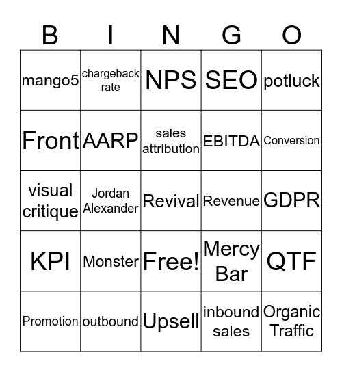 QTF BINGO! Bingo Card